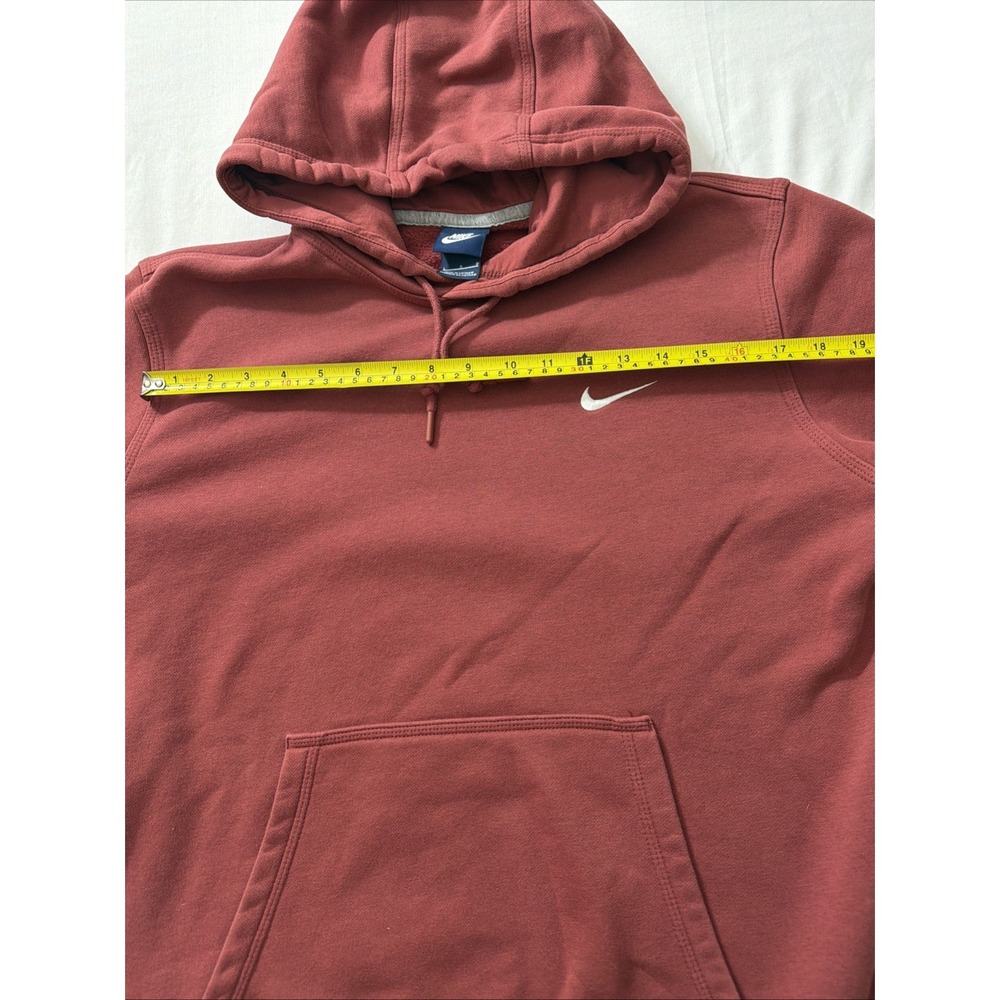 Nike Pullover Hoodie Maroon Red Embroidered Swoosh Cotton Blend Size Large Gym - Picture 7 of 16